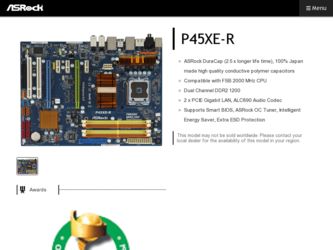 P45XE-R driver download page on the ASRock site