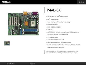P4AL-8X driver download page on the ASRock site