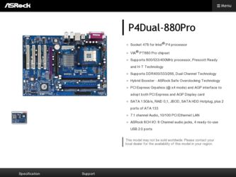 P4Dual-880Pro driver download page on the ASRock site