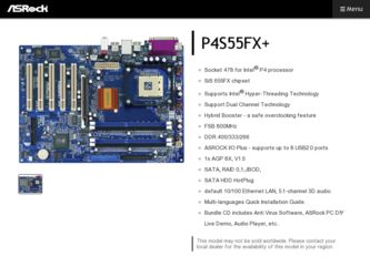P4S55FX driver download page on the ASRock site