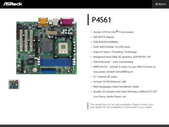 P4S61 driver download page on the ASRock site