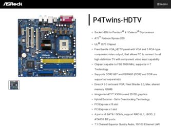 P4Twins-HDTV driver download page on the ASRock site