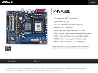 P4VM800 driver download page on the ASRock site