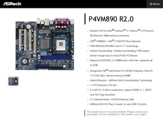 P4VM890 R2.0 driver download page on the ASRock site