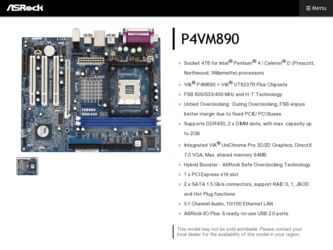 P4VM890 driver download page on the ASRock site
