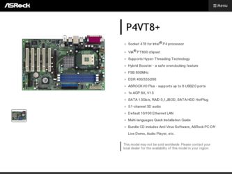P4VT8 driver download page on the ASRock site