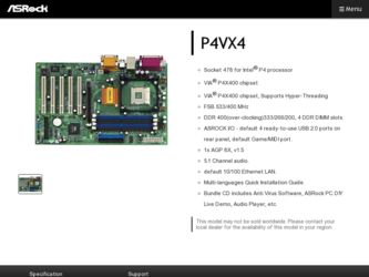P4VX4 driver download page on the ASRock site