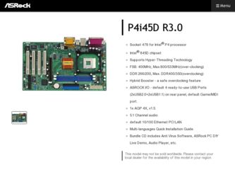 P4i45D R3.0 driver download page on the ASRock site