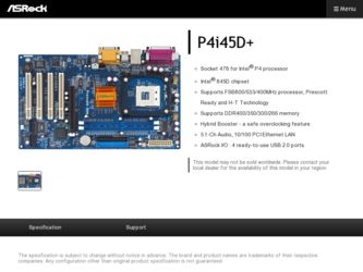 P4i45D driver download page on the ASRock site