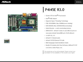 P4i45E R3.0 driver download page on the ASRock site
