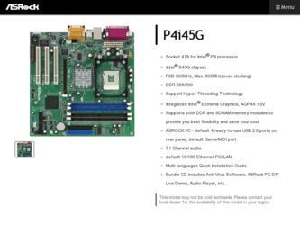 P4i45G driver download page on the ASRock site