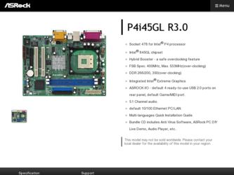 P4i45GL R3.0 driver download page on the ASRock site