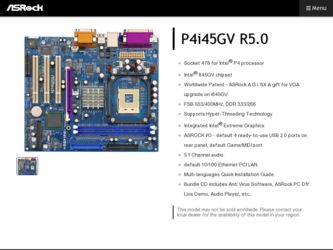 P4i45GV R5.0 driver download page on the ASRock site