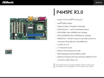 P4i45PE R3.0 driver download page on the ASRock site