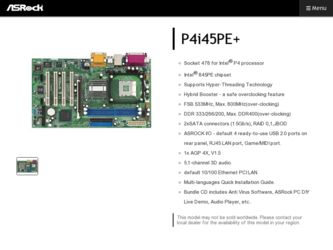 P4i45PE driver download page on the ASRock site