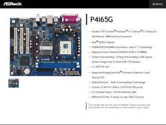 P4i65G driver download page on the ASRock site