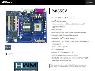 P4i65GV driver download page on the ASRock site