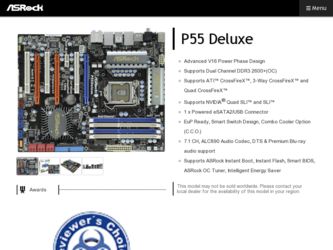 P55 Deluxe driver download page on the ASRock site