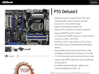P55 Deluxe3 driver download page on the ASRock site