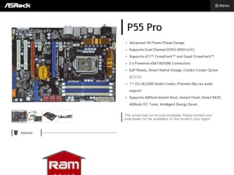 P55 Pro driver download page on the ASRock site