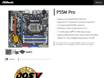 P55M Pro driver download page on the ASRock site