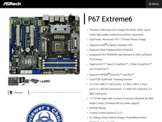 P67 Extreme6 driver download page on the ASRock site