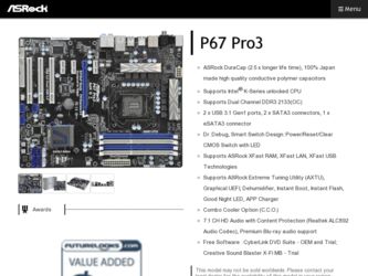 P67 Pro3 driver download page on the ASRock site