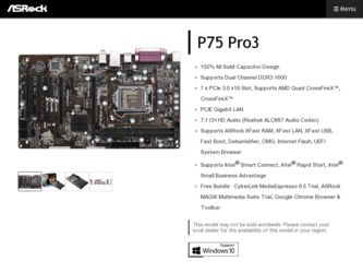 P75 Pro3 driver download page on the ASRock site
