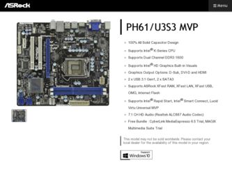 PH61/U3S3 MVP driver download page on the ASRock site