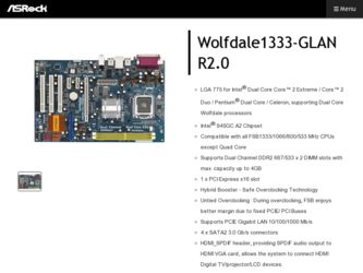Wolfdale1333-GLAN R2.0 driver download page on the ASRock site