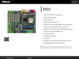 X533 driver download page on the ASRock site