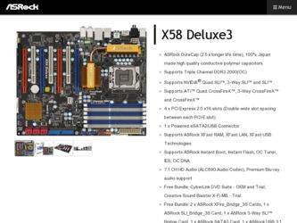 X58 Deluxe3 driver download page on the ASRock site