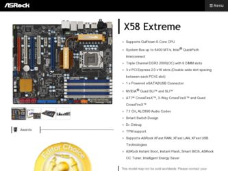 X58 Extreme driver download page on the ASRock site