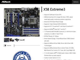 X58 Extreme3 driver download page on the ASRock site