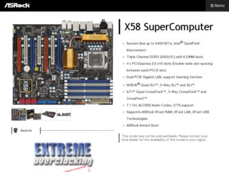 X58 SuperComputer driver download page on the ASRock site