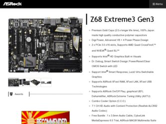 Z68 Extreme3 Gen3 driver download page on the ASRock site