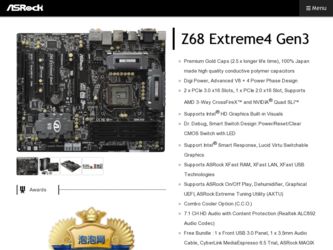 Z68 Extreme4 Gen3 driver download page on the ASRock site