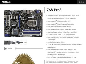 Z68 Pro3 driver download page on the ASRock site