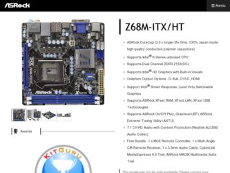 Z68M-ITX/HT driver download page on the ASRock site