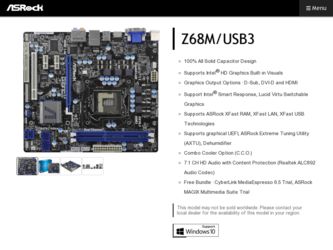 Z68M/USB3 driver download page on the ASRock site