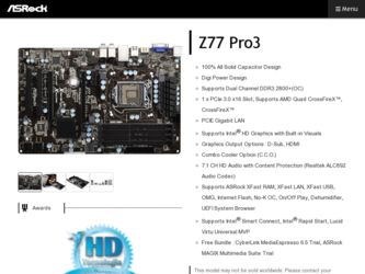 Z77 Pro3 driver download page on the ASRock site