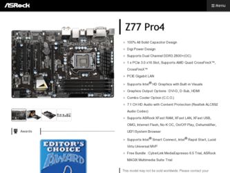 Z77 Pro4 driver download page on the ASRock site