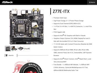 Z77E-ITX driver download page on the ASRock site