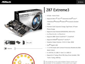 Z87 Extreme3 driver download page on the ASRock site