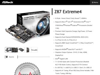 Z87 Extreme4 driver download page on the ASRock site