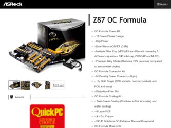 Z87 OC Formula driver download page on the ASRock site