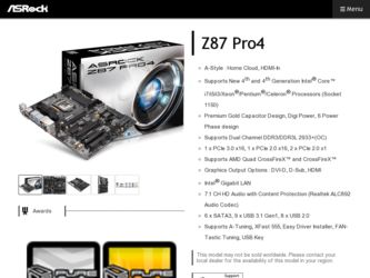 Z87 Pro4 driver download page on the ASRock site