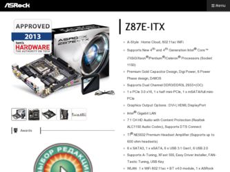 Z87E-ITX driver download page on the ASRock site