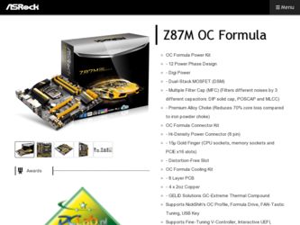 Z87M OC Formula driver download page on the ASRock site