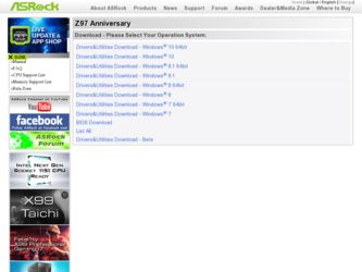 Z97 Anniversary driver download page on the ASRock site